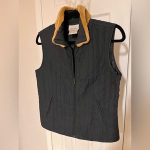 EP PRO Black Zip Quilted Golf Vest with Faux Fur Collar